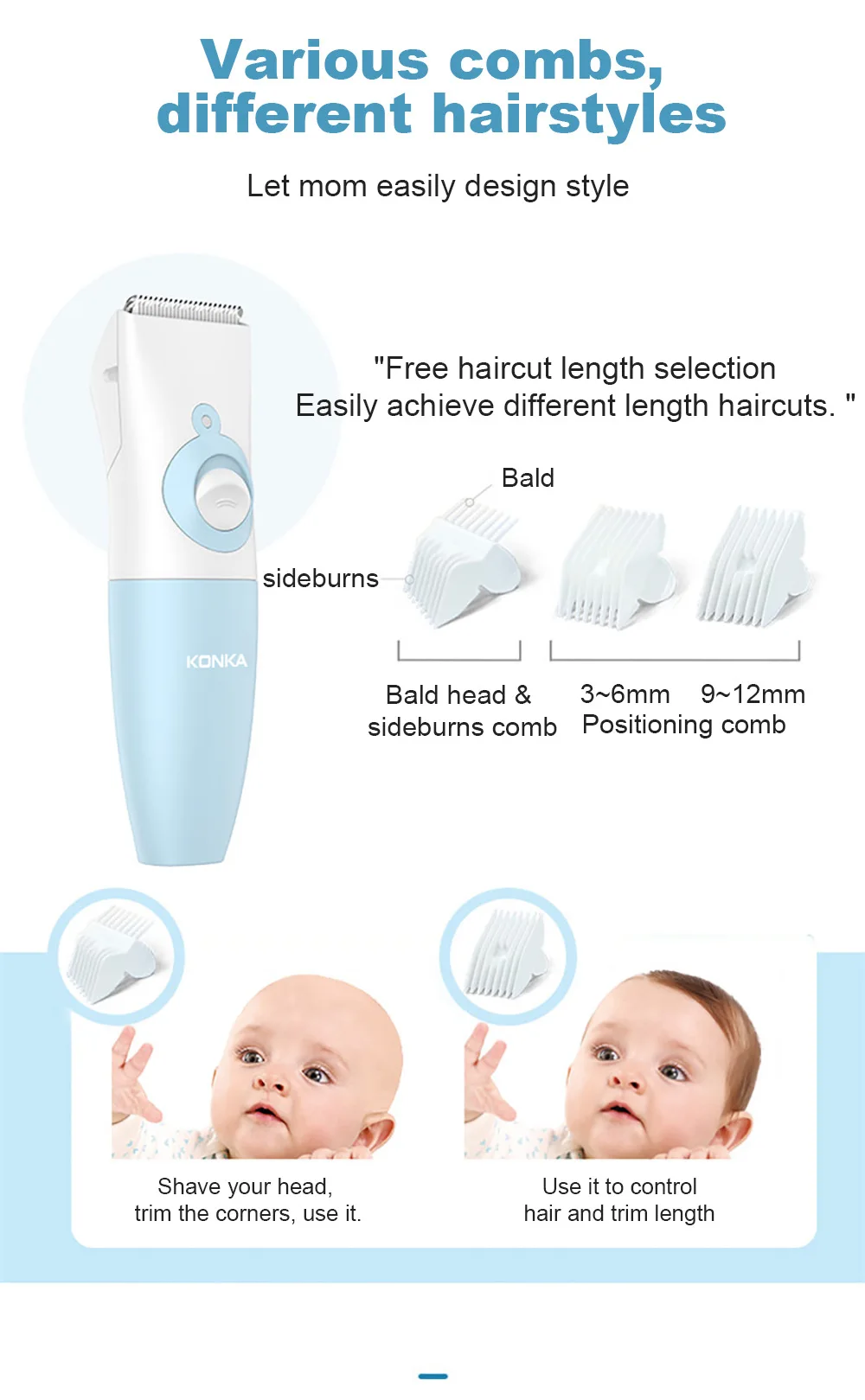 

Upscale Charging Mode Children's Hair Clipper Fashionable Ceramic Blade Super Quiet Pet Grooming Waterproof hair clipper blade