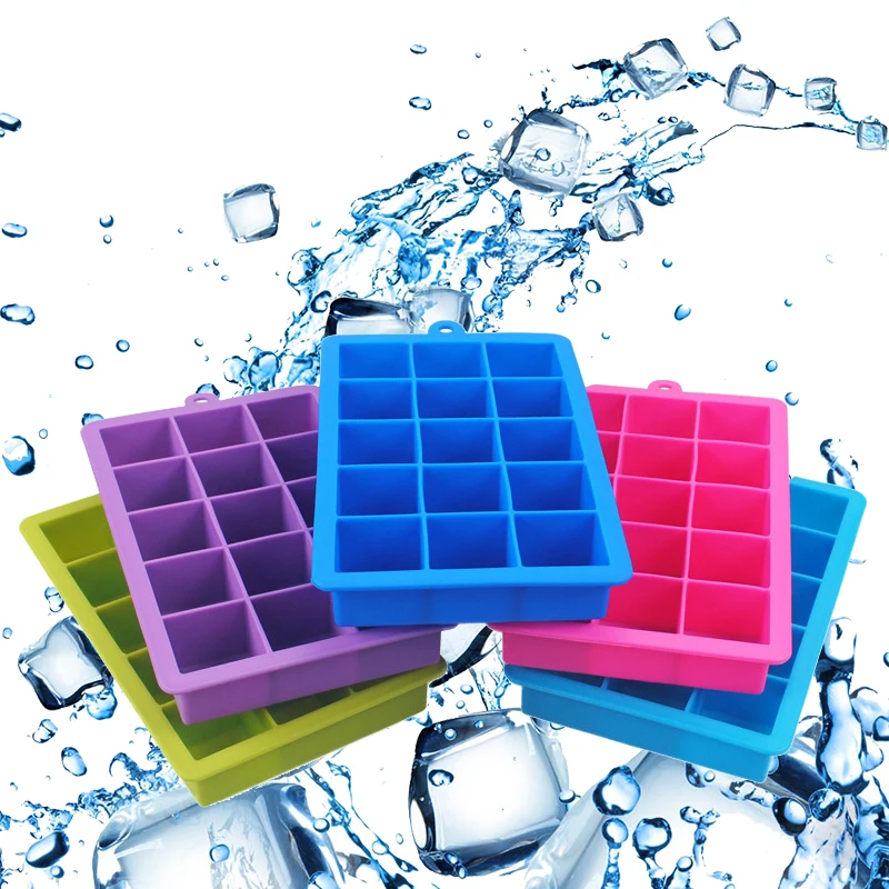 15 Сетки силиконовые лотки с формами для кубиков льда квадратный Форма