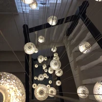 crystal chandelier rotating stair lamp long chandelier nordic modern loft hotel decorated with large lights
