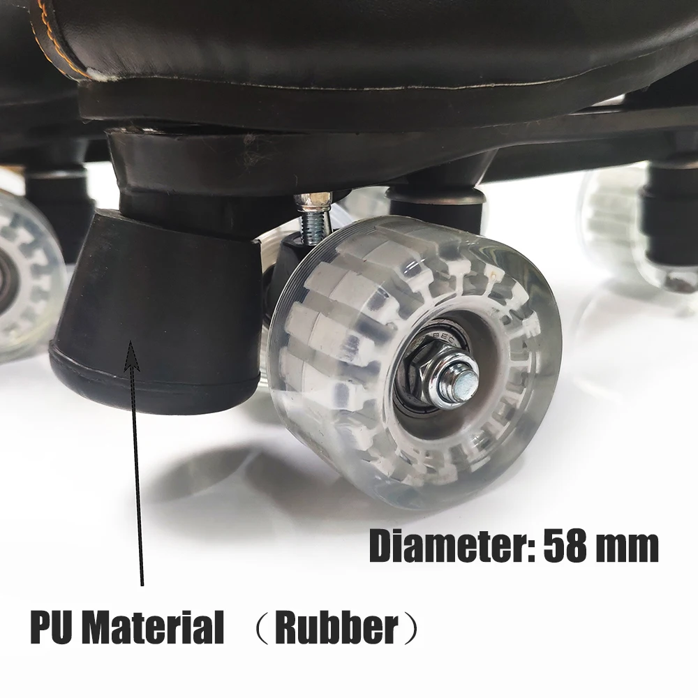 

Artificial Leather Roller Skates Double Line Skates Women Men Adult Two Line Skate Shoes Patines With White PU 4 Wheels Patins