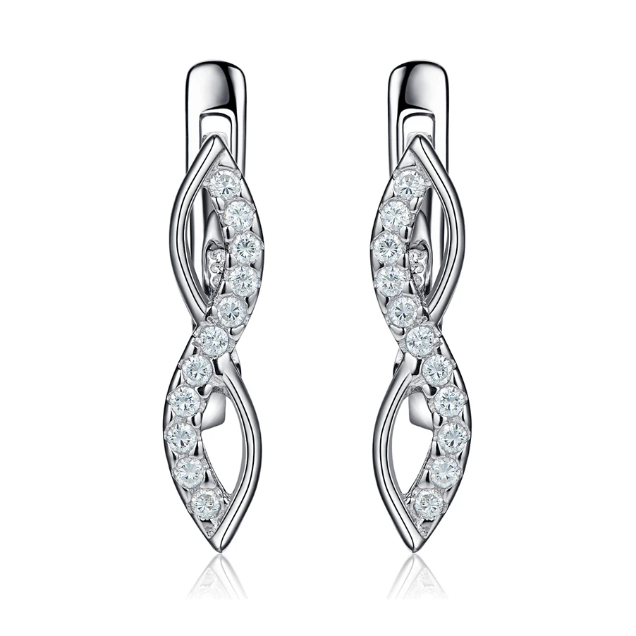 Серьги кольца из серебра 925 пробы с фианитом|Серьги-кольца| |