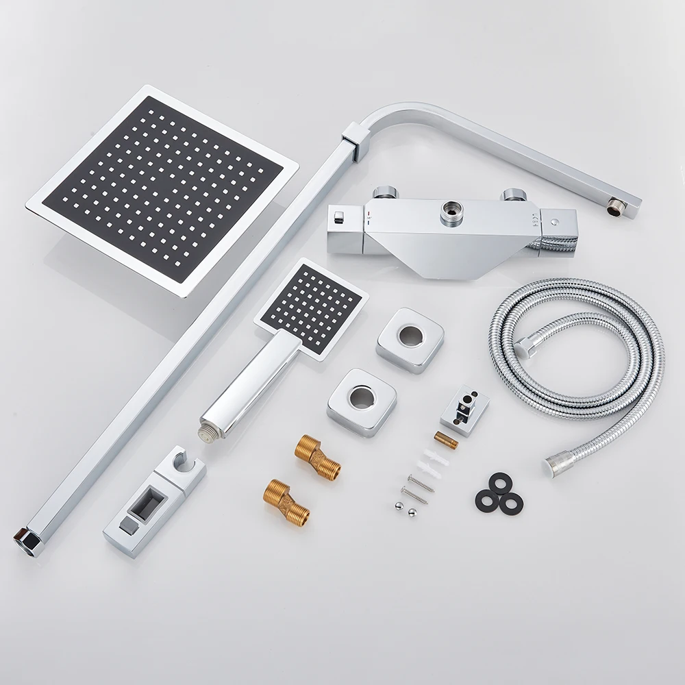 Хромированный смеситель душа термостатический для ванной 8 дюймов душевой набор
