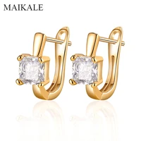maikale simple square small earring colorful cubic zirconia cz gold korean earings hypoallergenic stud earrings for women
