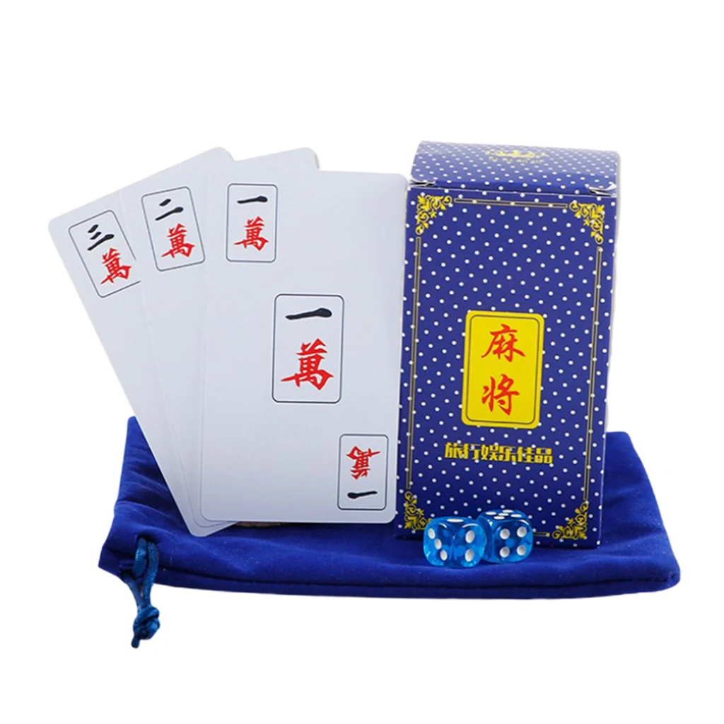 

Portable Chinese Mahjong Game Set Accessories Indoor Outdoor Use with 2 Dice