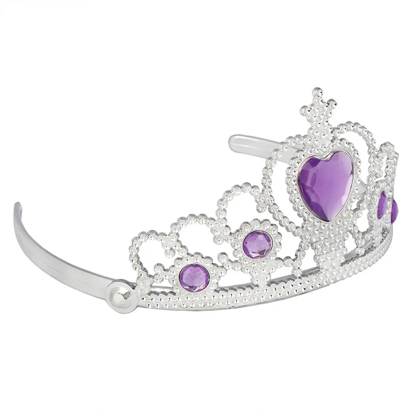 Корона повязка на голову принцесса фиолетовый пластик милые стразы сердце
