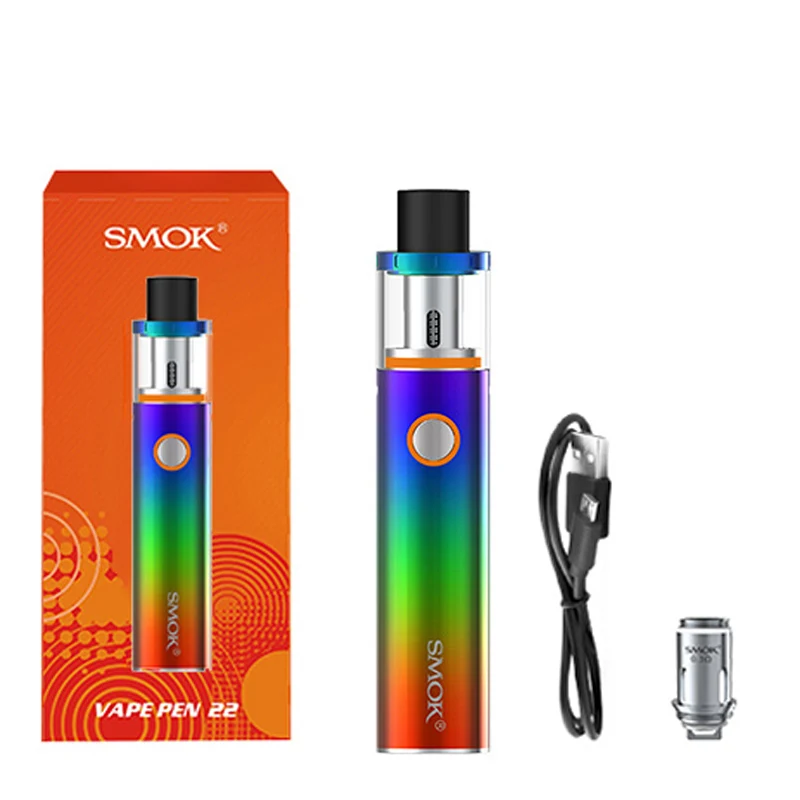 Smok Vape Pen 22 комплект со встроенным аккумулятором 1650 мАч Vape Pen 22 резервуар Ом двухъядерный светодиодный электронная сигарета испаритель - Цвет: 7-Color