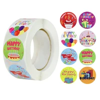 500pcsroll 2 5cm round happy birthday lable gift tag sealing diy decor stickers scrapbooking gift labels decorations