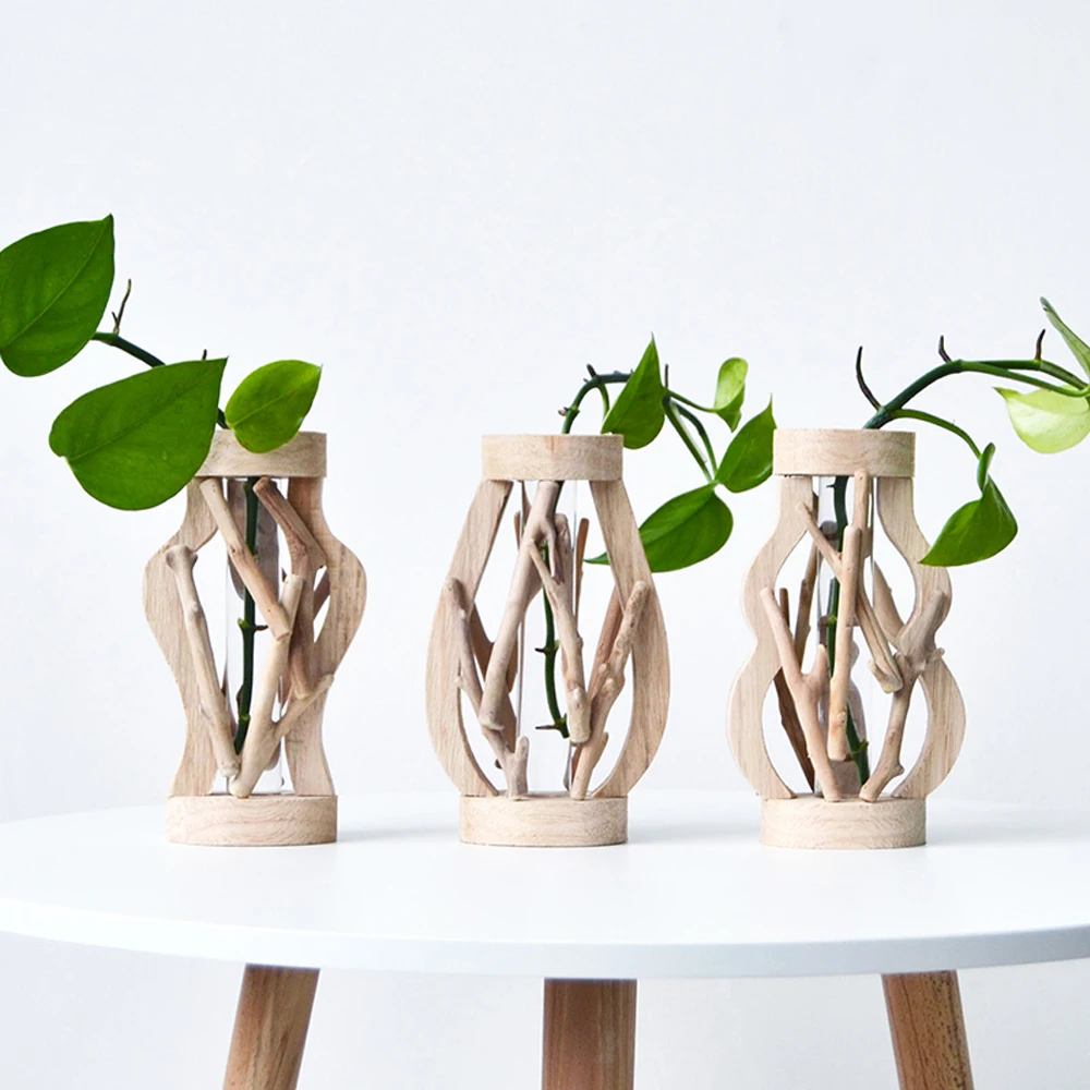 Деревянная ваза ручной работы декоративный цветочный горшок из массива дерева