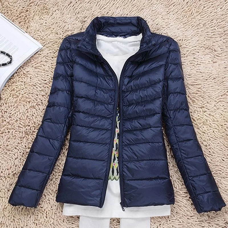 

Autumn and winter light down jacket solid color stand-up collar slim fit plus size women's fashion short down down padded jacket