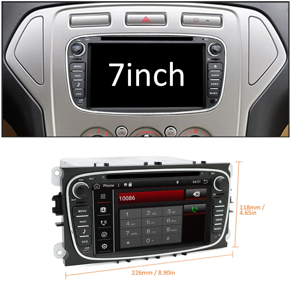 Eunavi 2 din Android 9 0 Восьмиядерный автомобильный dvd плеер gps Navi для Ford Focus Galaxy с аудио