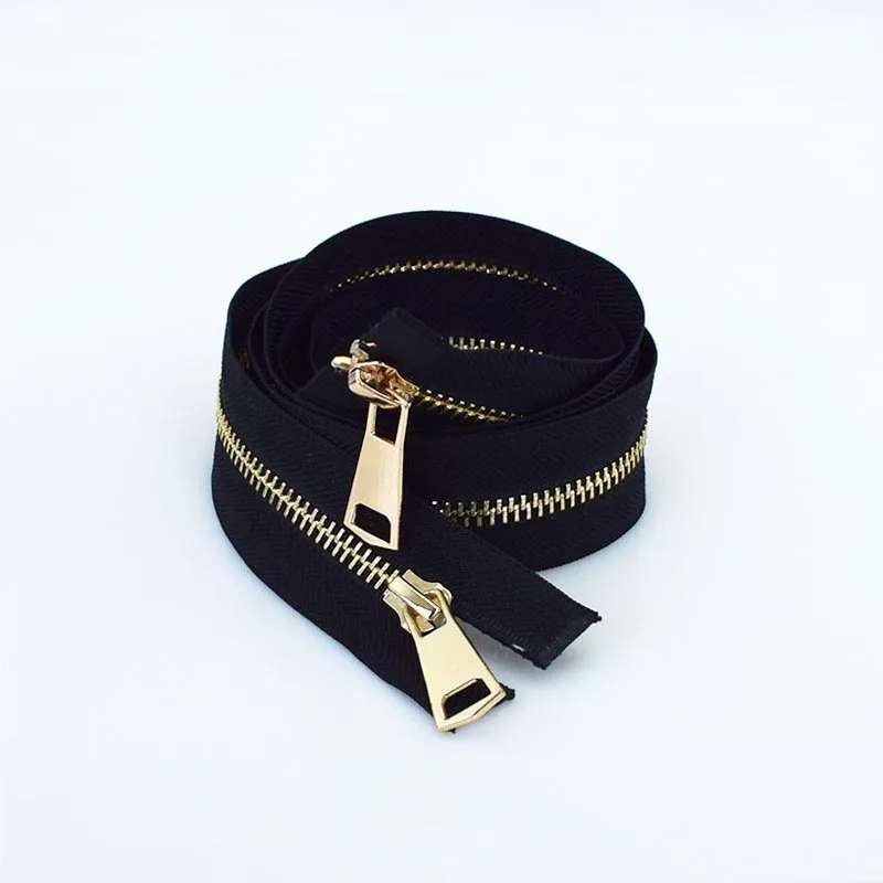 gold-black Meetee 120 см 5# Металлические молнии двойной слайдер открытый конец молнии DIY Швейные Инструменты пуховик пальто одежда портной ремонт аксессуары - Цвет: gold-black
