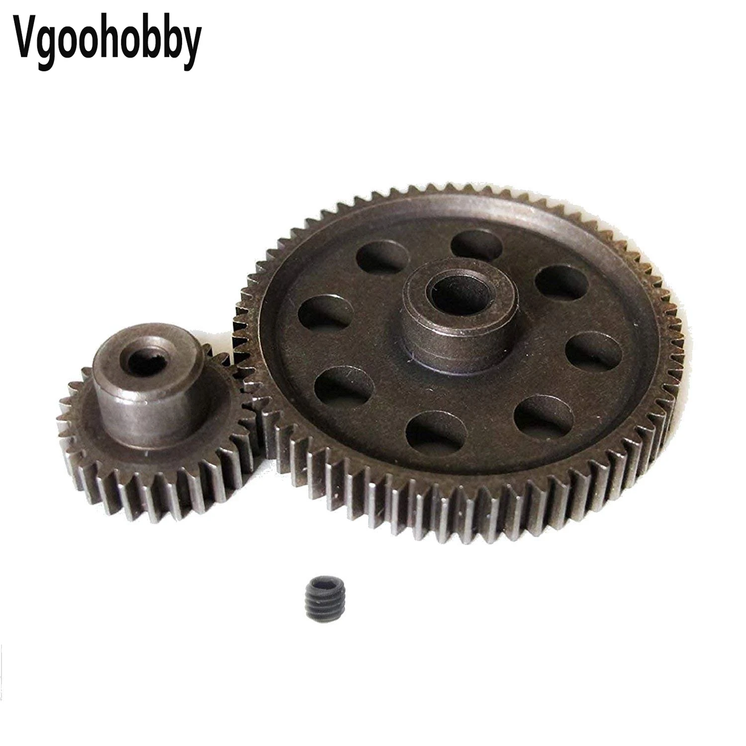 

RC 11184 Spur Differential 64T Steel Metal Main Gear & 11176 Pinion 26T Motor Gear,Replacement Gear Combo for Redcat Volcano EPX