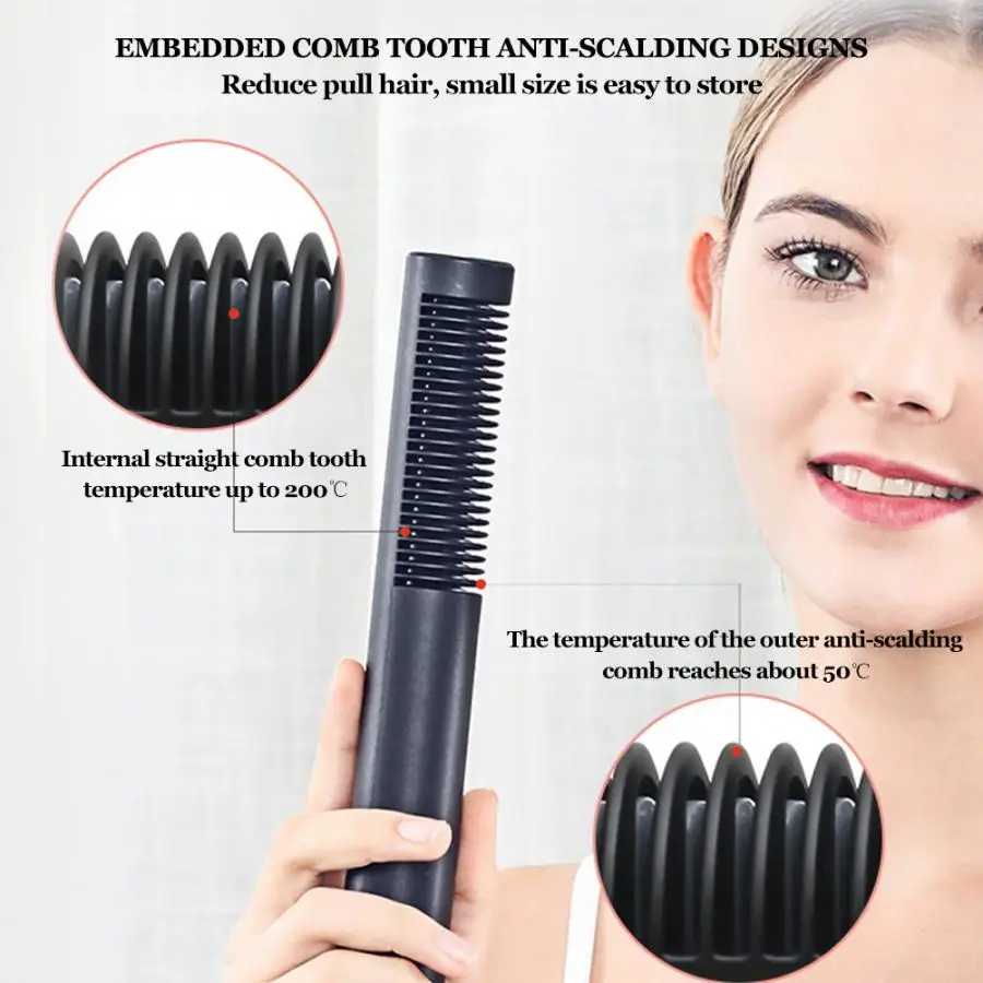 

Hair Curler Hair Curling Wand Curling Iron 360 Degrees Rotating Ceramic Hair Curler Hair Straightener Comb 220V Black Gold