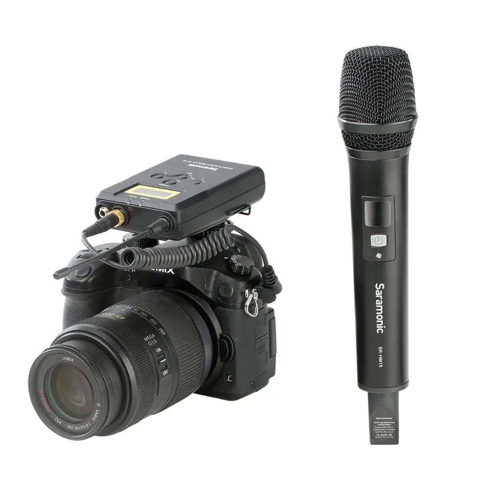 Беспроводная портативная микрофонная камера, Saramonic Uwmic15A UHF микрофон для интервью система для записи видео Nikon Canon DSLR