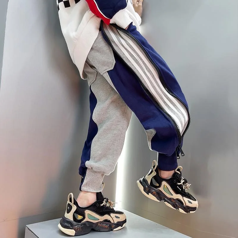 Брюки для мальчиков Модные Полосатые повседневные штаны на весну осень детские