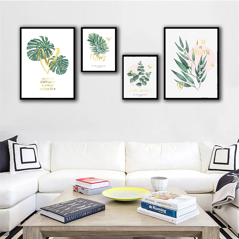 YUMEART Тропическое растение листья Золотое сердце холст искусство принты и плакаты