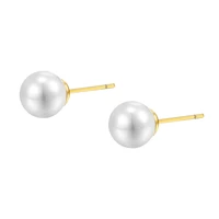 simulated simple pearls stud earrings for women girls smart charms party business elegant minimalist ear jewelry round accessory