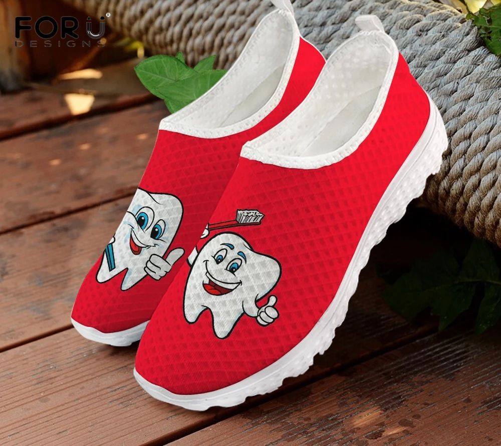 Женские кроссовки FORUDESIGNS с милым рисунком зубной щетки слипоны для