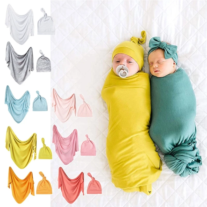 

Soft Baby Photo Wraps With Hat 2pcs Sets Newborn Boys Girls Photography Swaddle Blanket Infant Picture Props Accessories