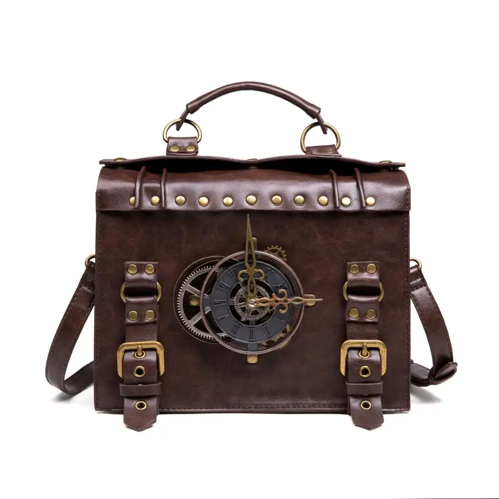 

Norbinus Steampunk Single Shoulder Bags Vintage Women Handbags Gothic Messenger Crossbody Bag Ladies Rivet Top-Handle Bags Pack
