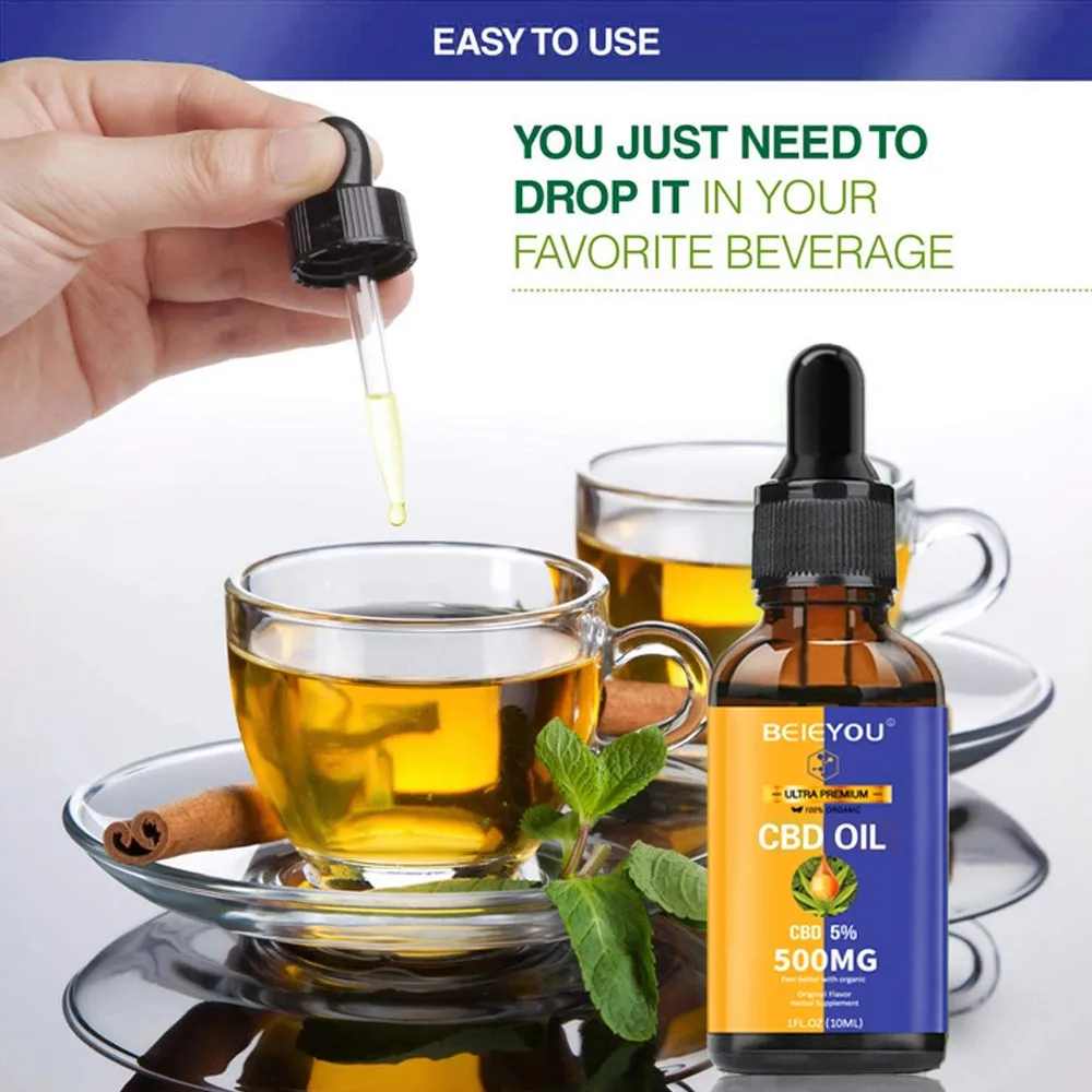 

10ml 500mg CBD Oil Organic Hemp Full Spectrum Essential Oils Food Grade Pure 5% cbd Essentials Oil for Better Sleep Anti-anxiety