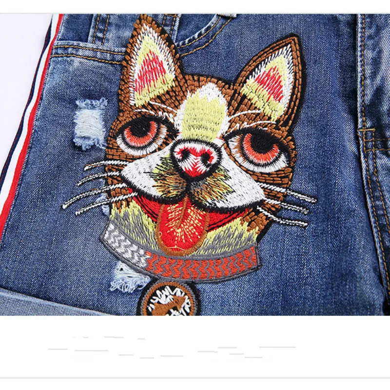 Женские джинсовые шорты с вышивкой повседневные высокой талией сексуальные