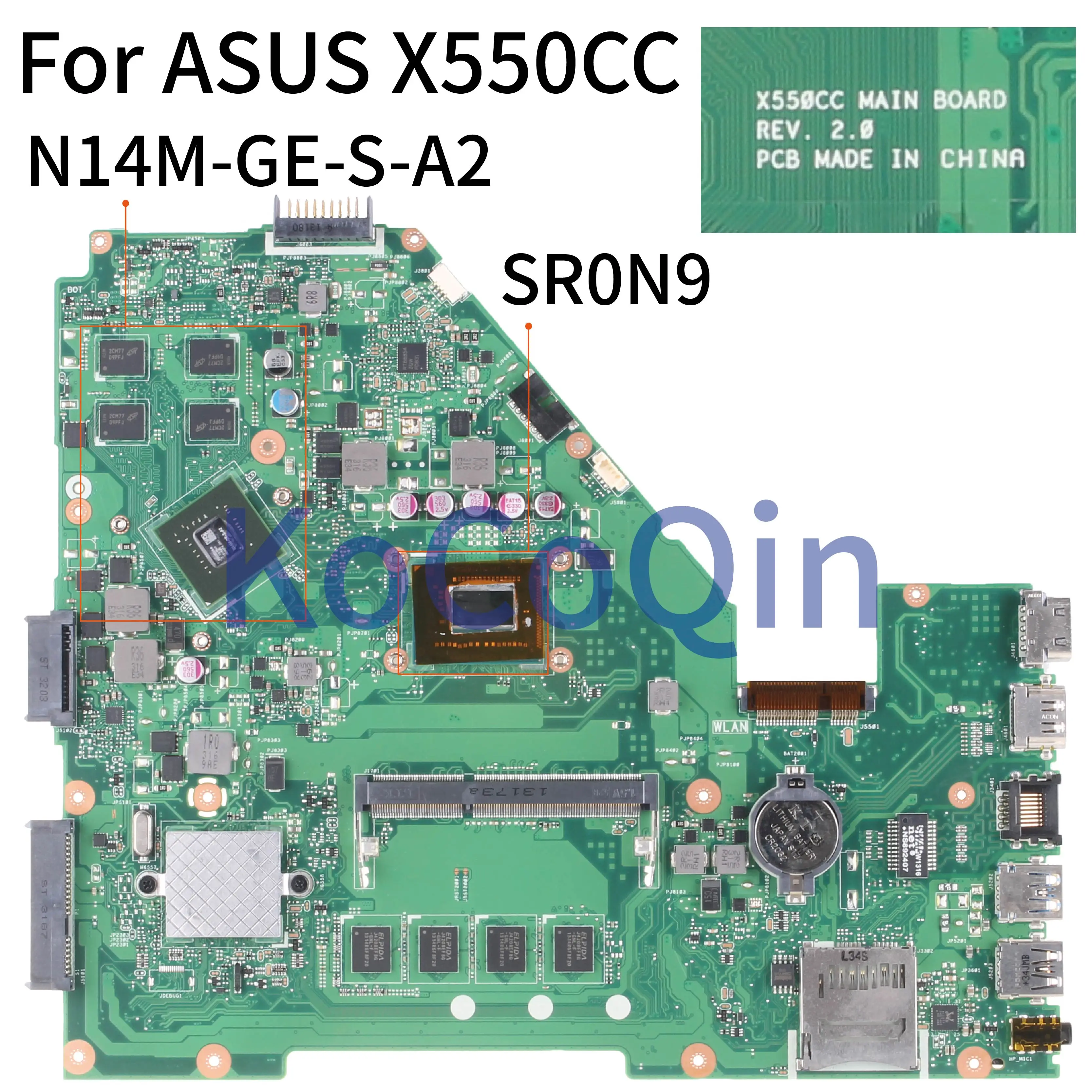 KoCoQin материнская плата для ноутбука ASUS X550CC REV.2.0 SR0N9 N14M GE S A2|Материнские платы