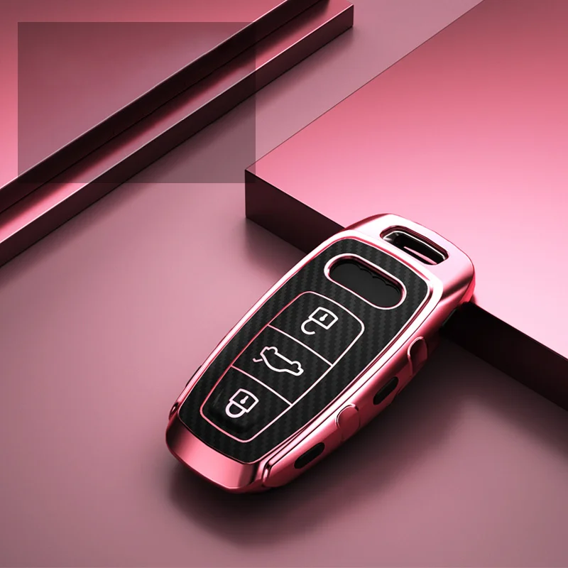ТПУ чехол для ключей автомобиля из углеродного волокна Audi A6 C8 A7 A8 Q8 2018 2019