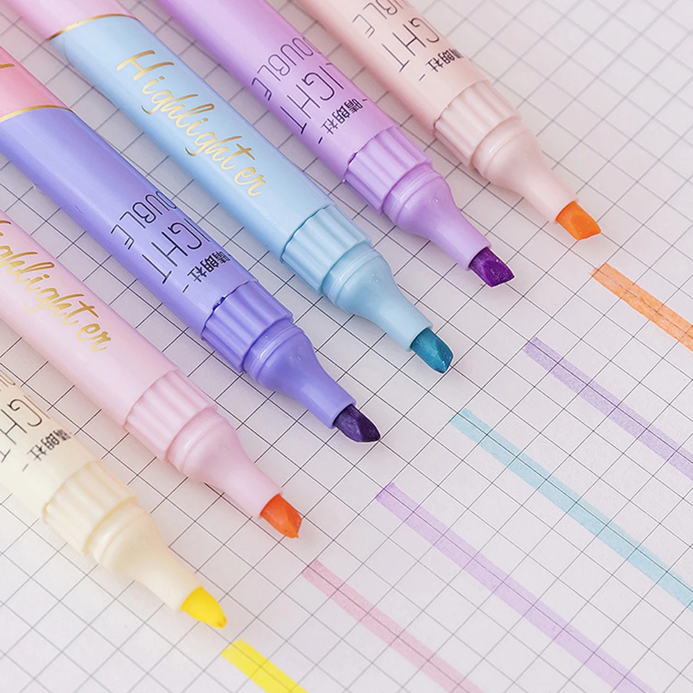 

Флуоресцентная маркерная ручка с двумя головками, 6 шт./компл., маркер карамельных цветов, маркер для офиса и школы