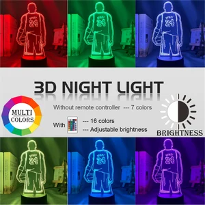 hy sport basketball 3d lamp kobe bryant back view office room decoration dropshipping kobe memorial gift led night light free global shipping