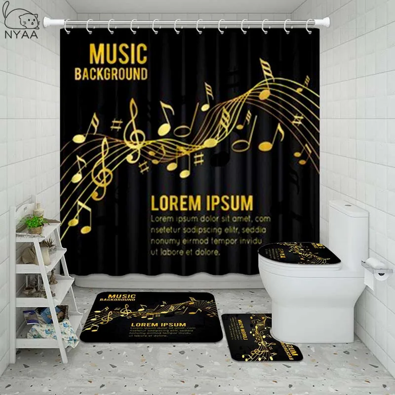 Vixm черный музыкальный набор для ванной комнаты водонепроницаемый занавесок душа