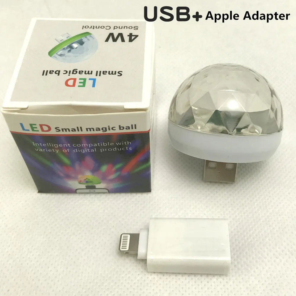 White For Apple Adeeing USB диско светильник светодиодный вечерние светильник s Портативный хрустальный магический шар красочный эффект сценический светильник для дома вечерние караоке Декор - Цвет: White For Apple