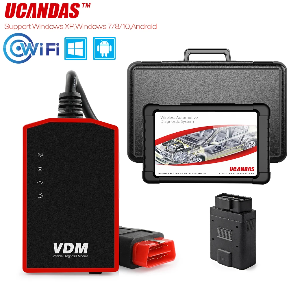 

UCANDAS VDM OBD2 Automotive Scanner All Systems OBD2 Scan Engine Check Airbag SRS ABS Air Bleeding Auto traCar Diagnostic Tool