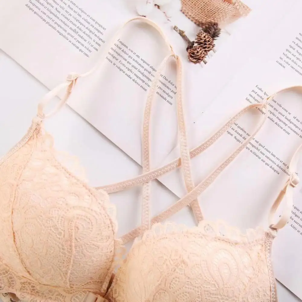 Комплект женского кружевного нижнего белья с чашками пуш ап|bra set|embroidery bra setlingerie set