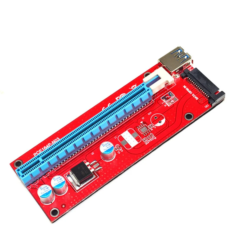 Новая красная Райзер карта VER007S PCI Express PCIe 1x до 16x E удлинитель 60 см USB3.0 кабель 15Pin SATA