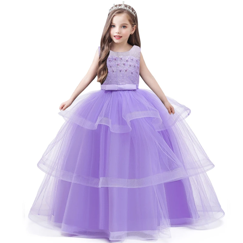 New Fashion Teens Children Wedding Party Kids Dresses For Girls Formal Long Beading Flower Grls Clothes Christmas Dress | Детская одежда