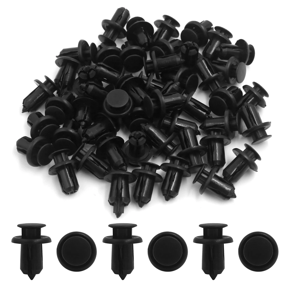 

50Pcs 11Mm Hole Plastic Rivets Fastener Push Clips Black For Car Auto