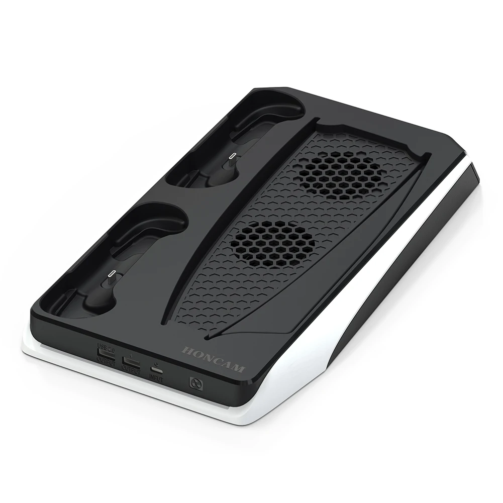 

Vertical Console Cooling Stand for PlayStation 5 PS5 Digital Edition with Dual Controller Charger for DualSense 12 Game Slots
