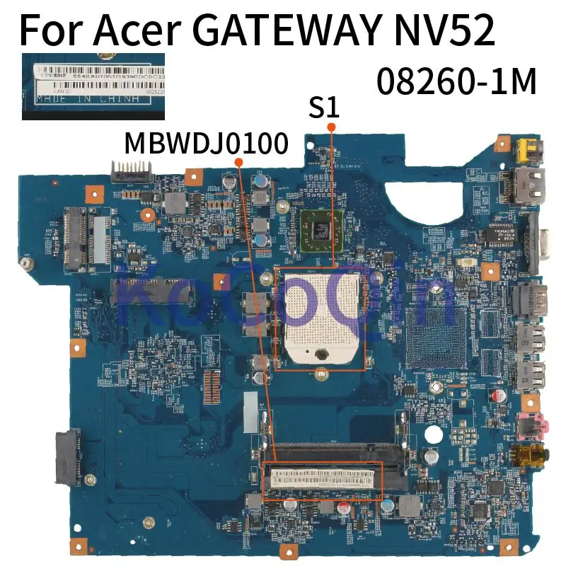 Placa-mãe do Portátil para Acer Kocoqin Gateway Mainboard 08260-1m Ddr2 Nv52 Mbwdj0100