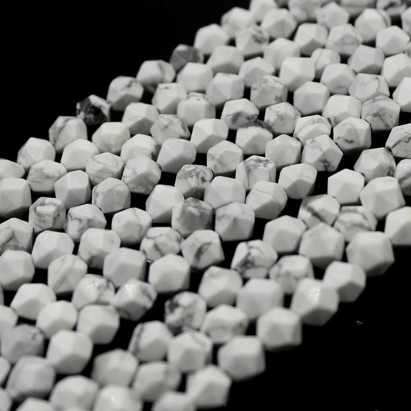 Бесплатная доставка 8 мм граненые круглые полигональные Howlite белый камень