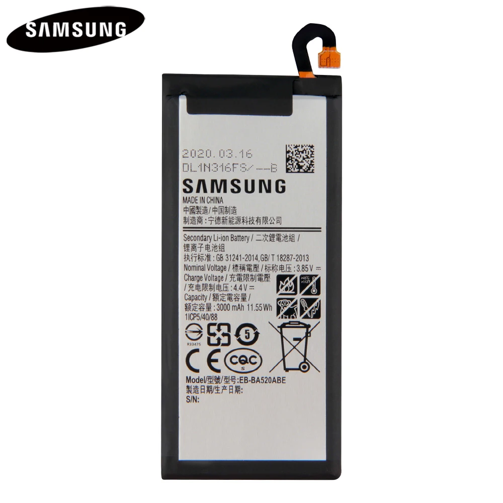 100% Оригинальная Аккумуляторная батарея для Samsung GALAXY A5 2017 A520F EB BA520ABE версия 3000 мАч