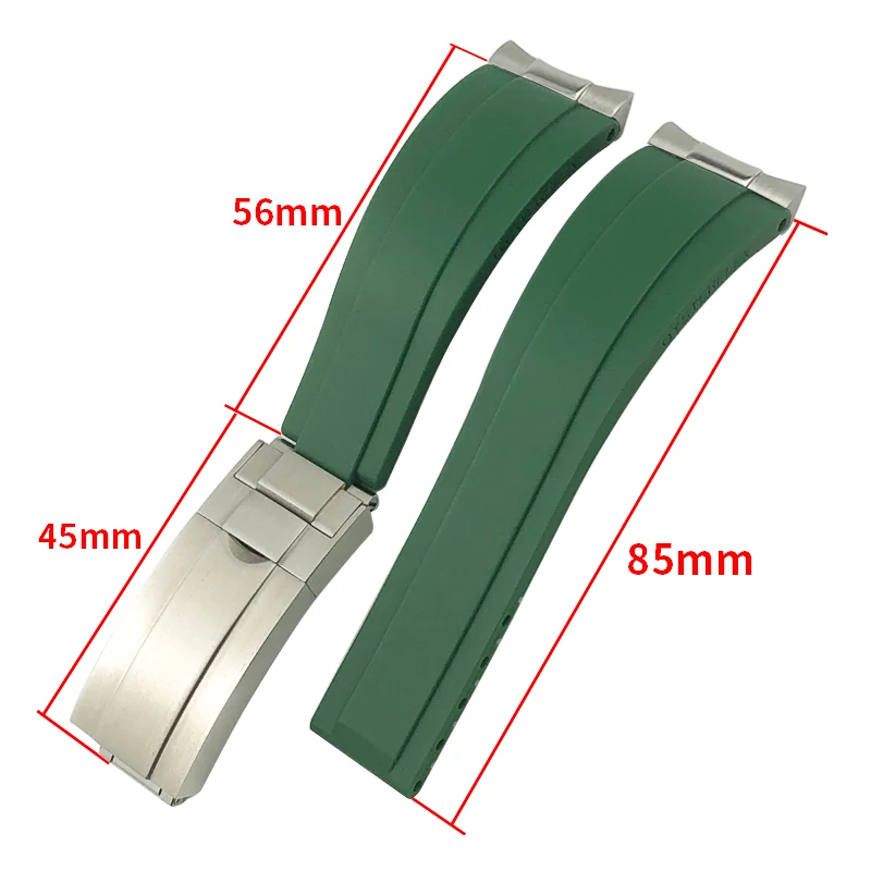 Металлический резиновый ремешок для часов с изогнутым концом 20 мм подходит Rolex GMT