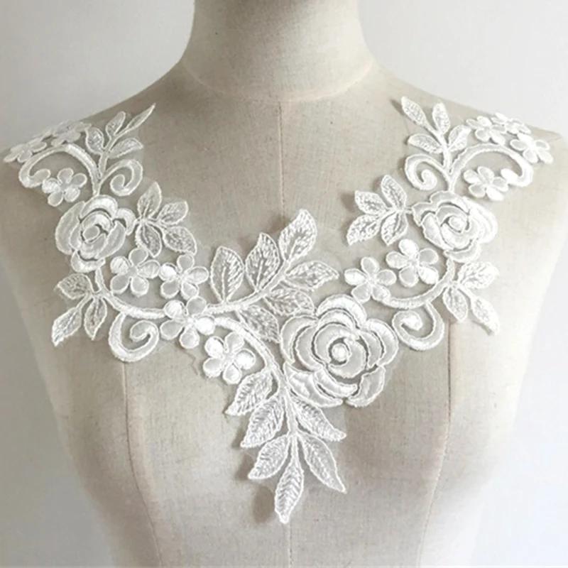 

DIY Wedding Dress With High Quality Rayon Material Car Bone Lace Collar Sticker VS104411
