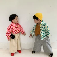2022 fashion girls boys blouse spring autumn kids long sleeve shirt korean children clothing toddler casual tops heart shaped