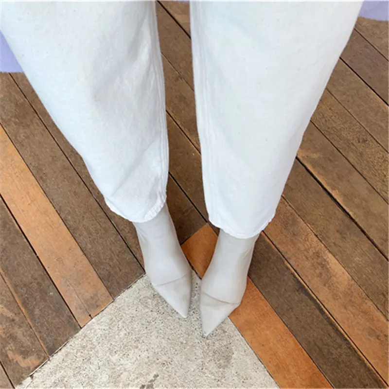 

HziriP Milky White Chic Ankle-Length Cross Pants 2020 Woman Casual Solid High Waist Streetwear High Quality Jeans Denim Pants