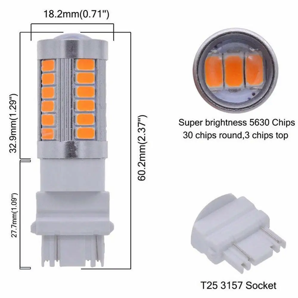 

2pcs 3157 5730 33LED Amber Car Tail Backup Reverse Turn Signal Light Lamps