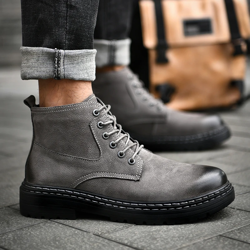 

Мужские повседневные туфли из натуральной кожи, на шнуровке, с круглым носком