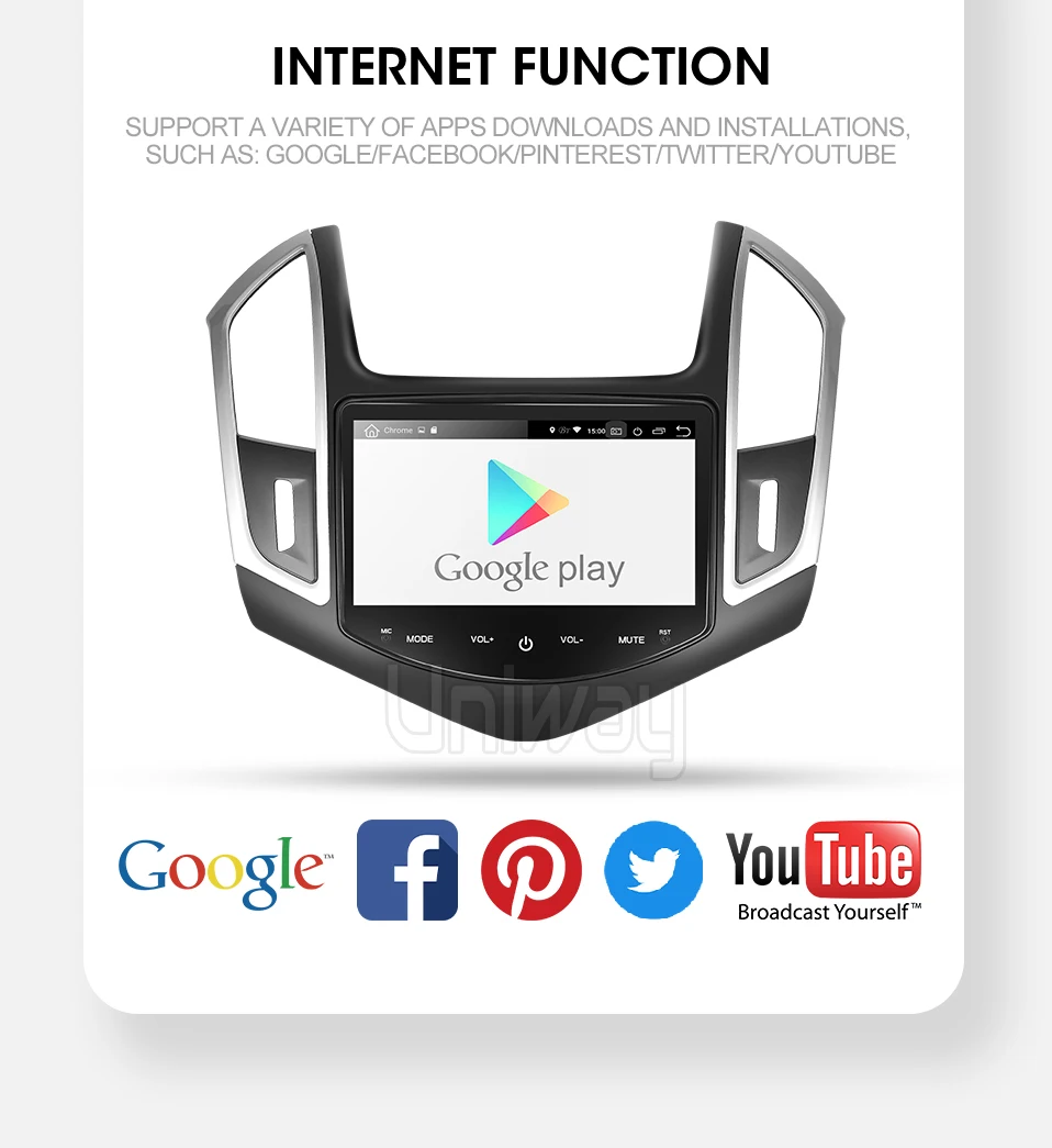 Uniway AXKLZ8071 2 din android 9.0 car dvd for Chevrolet Cruze 2013 car radio gps navigation with steering wheel