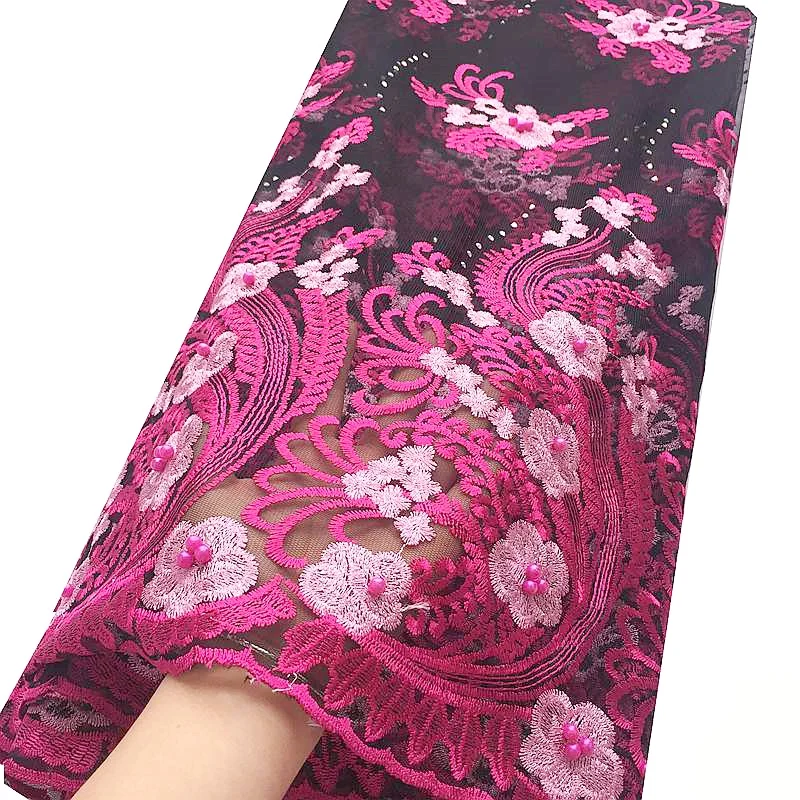 

Beaded African Lace Fabric 2019 High Quality Lace Peach Glitter Fabric India Water Soluble Lace Tulle Net Guipure Lace 3d Fabric