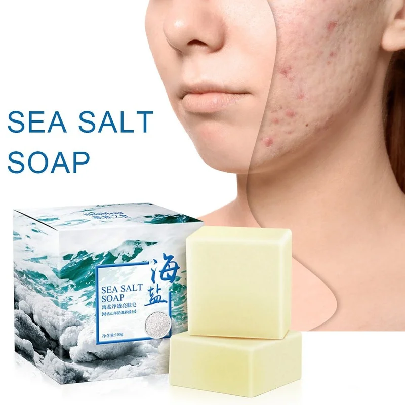 

Мыло из натурального козьего молока с морской солью, Отбеливающее увлажняющее натуральное мыло из морской соли, лечение акне, уход за лицом